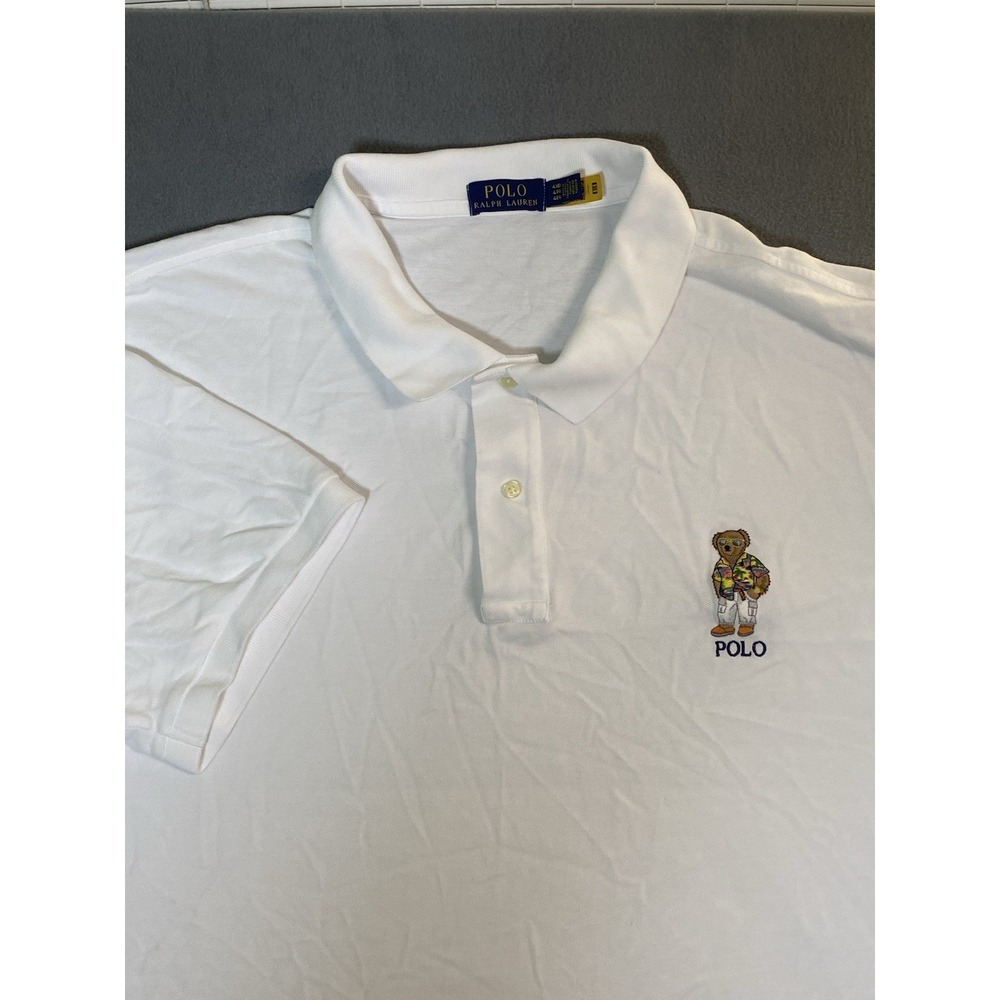 Polo Ralph Lauren Men's "4XB" Measures Like 3 XL Big White Polo W/ Embroid Bear